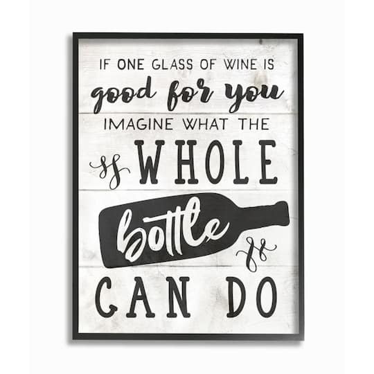 Stupell Industries Bottle of Wine Quote Wall Art in Frame